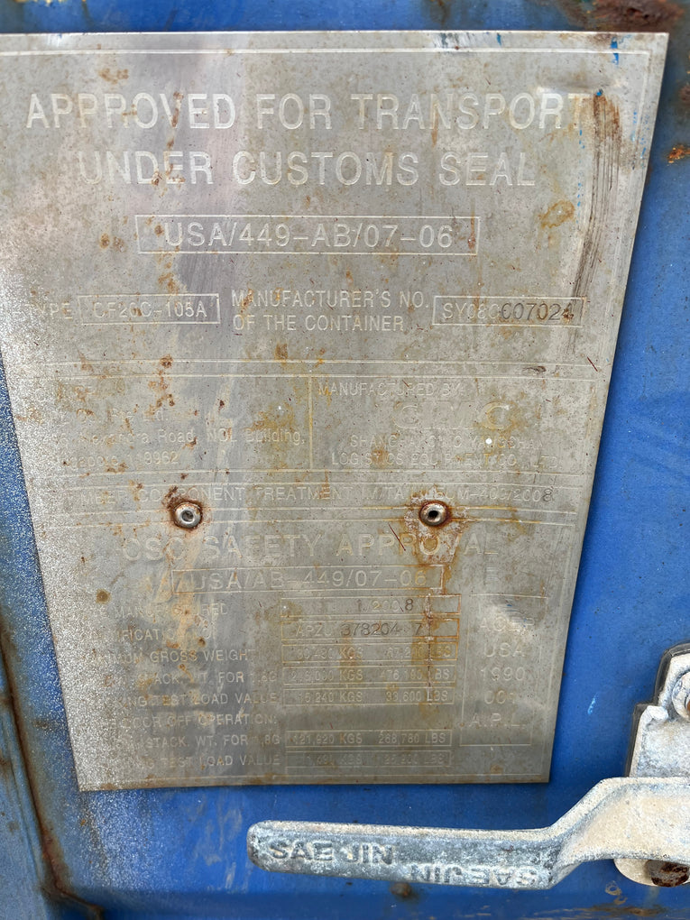 20' Cargo Worthy Container - APZU 3782047