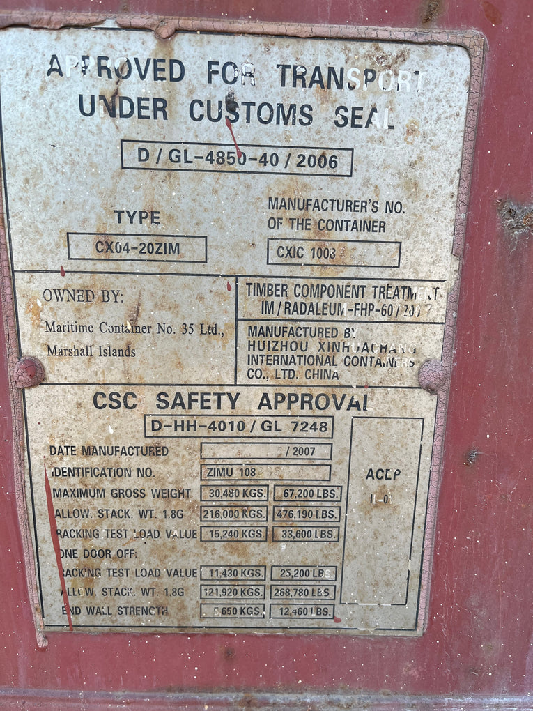 20' Cargo Worthy Container - ZIMU 1083950