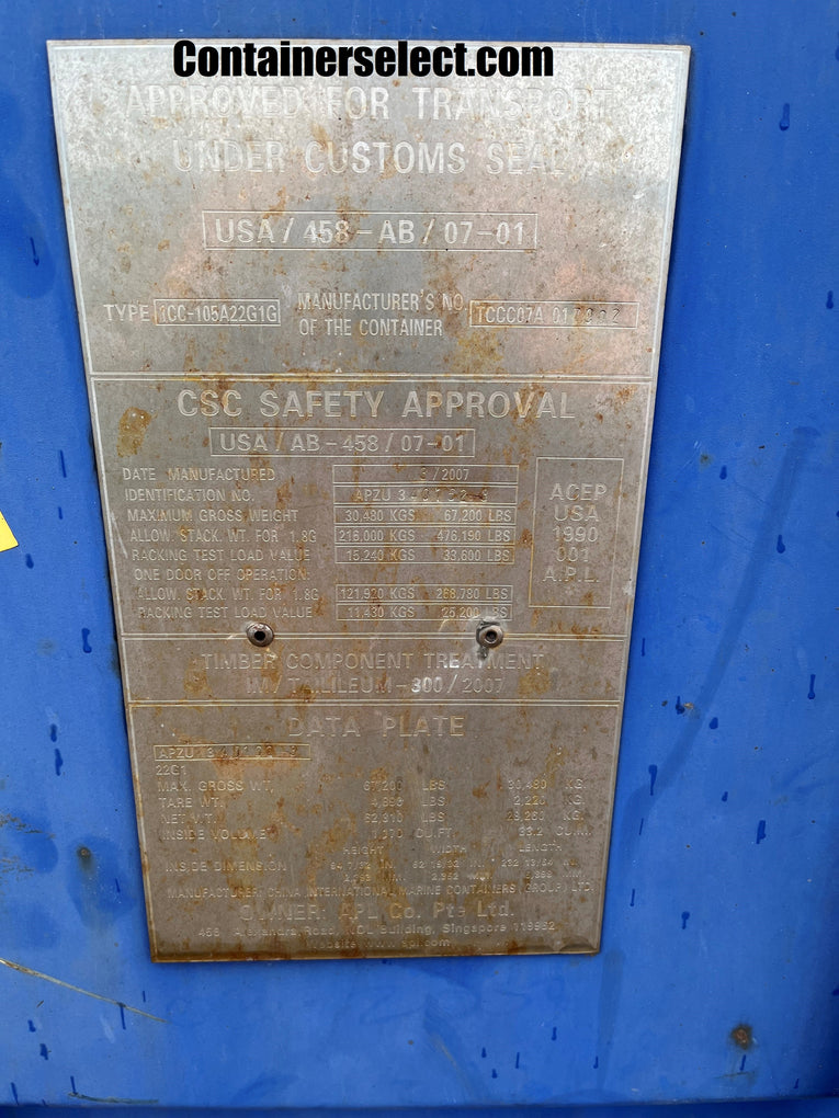 20' Cargo Worthy Container - APZU 3401623
