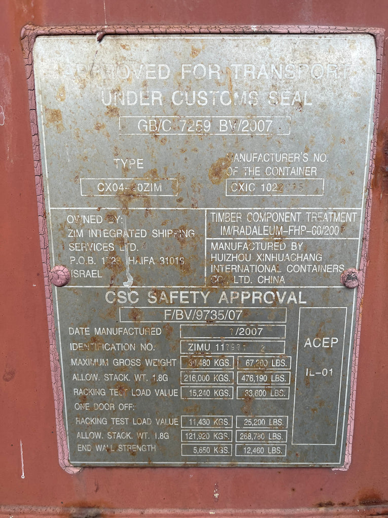 20' Cargo Worthy Container - ZIMU 1179712
