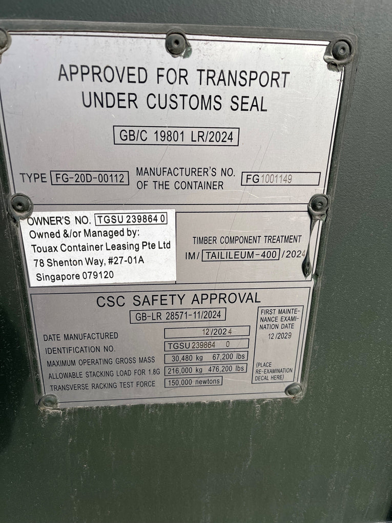 20 foot Army Green Container = TGSU 2398640