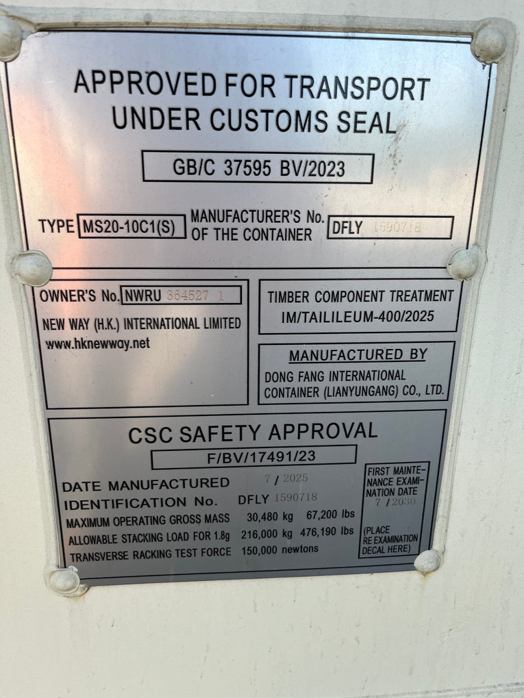 20’ new one trip container NWRU 3645271